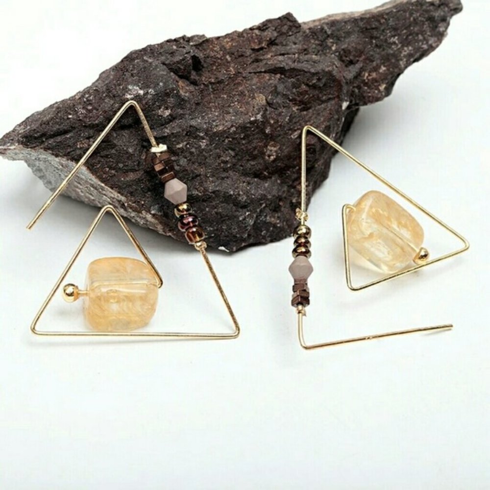 Artisan Made 18K GP Triangle Threader Earrings